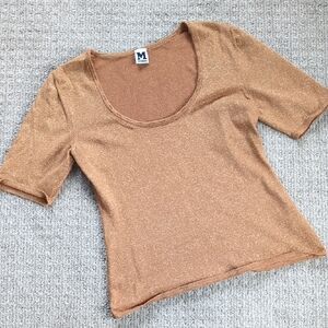 GORGEOUS Missoni Metallic Gold/Bronze Short Sleeve Knit Top, Size L/10 (IT 46)